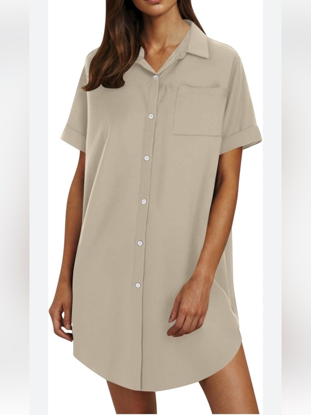 Honoloa surf co Button-Down Shirt Dress in Tan